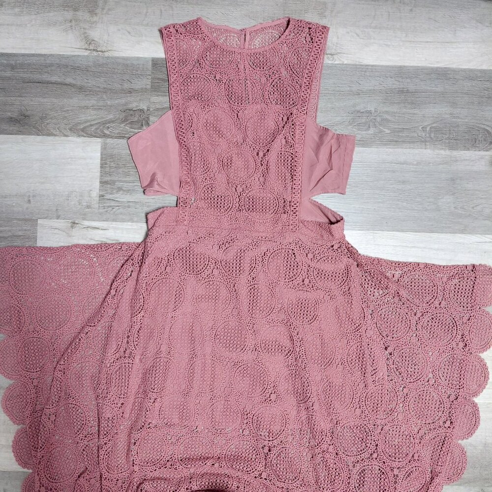 ASOS Pink Crochet Midi Dress